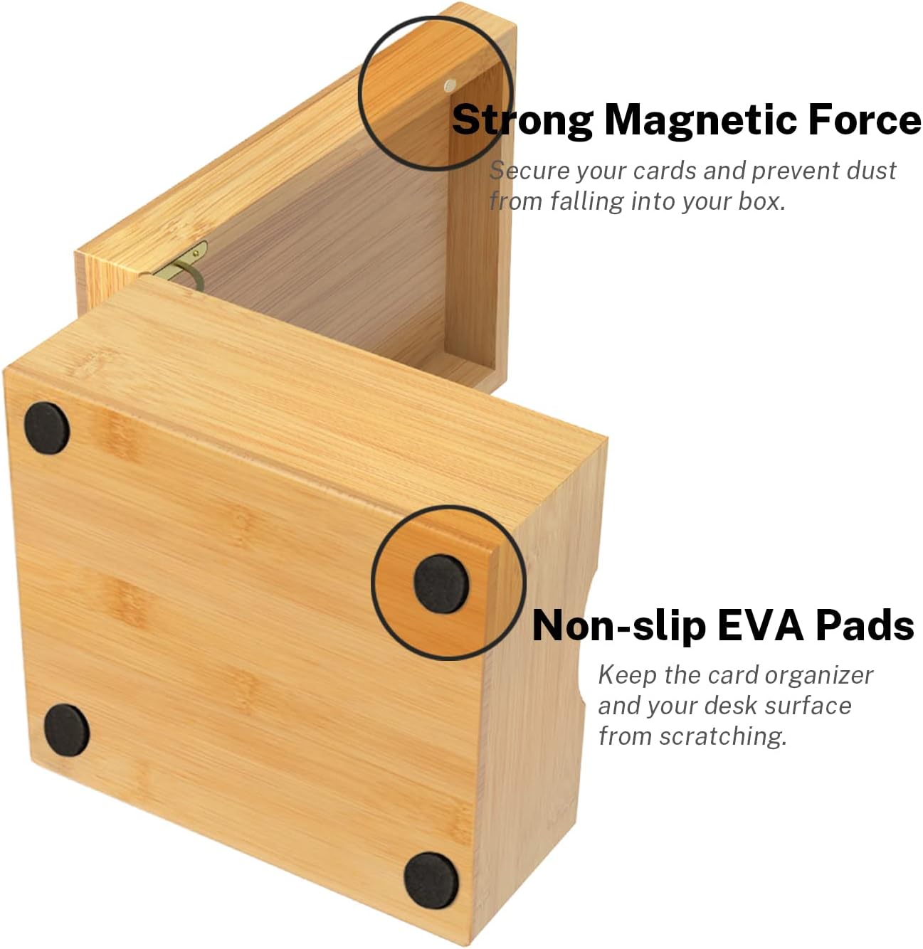 Neando Extra-Large Bamboo Index Card Organizer for 5x8 Cards – Wooden Storage Box with Lid, 4 Compartments, 600-Card Capacity, Includes 20 Tabbed Guides – Natural Filing Box for Home & Office