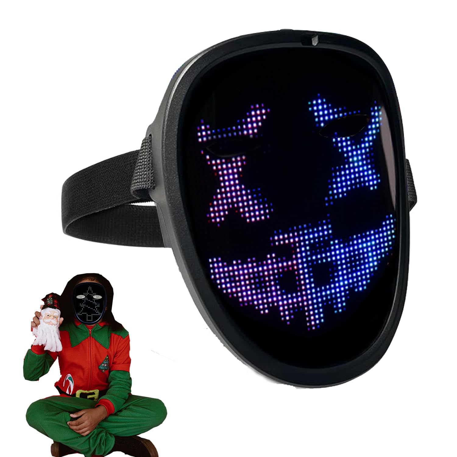 Kids LED Mask with Gesture Sensing LED Halloween Mask for Children Teens LED Light Up Face Mask Scary