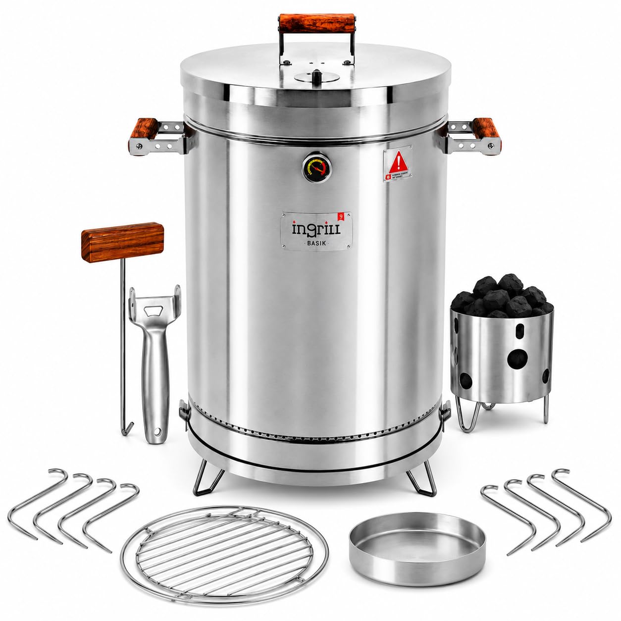 INGRILL 3-in-1 Stainless Steel Smoker Barrel Grill
