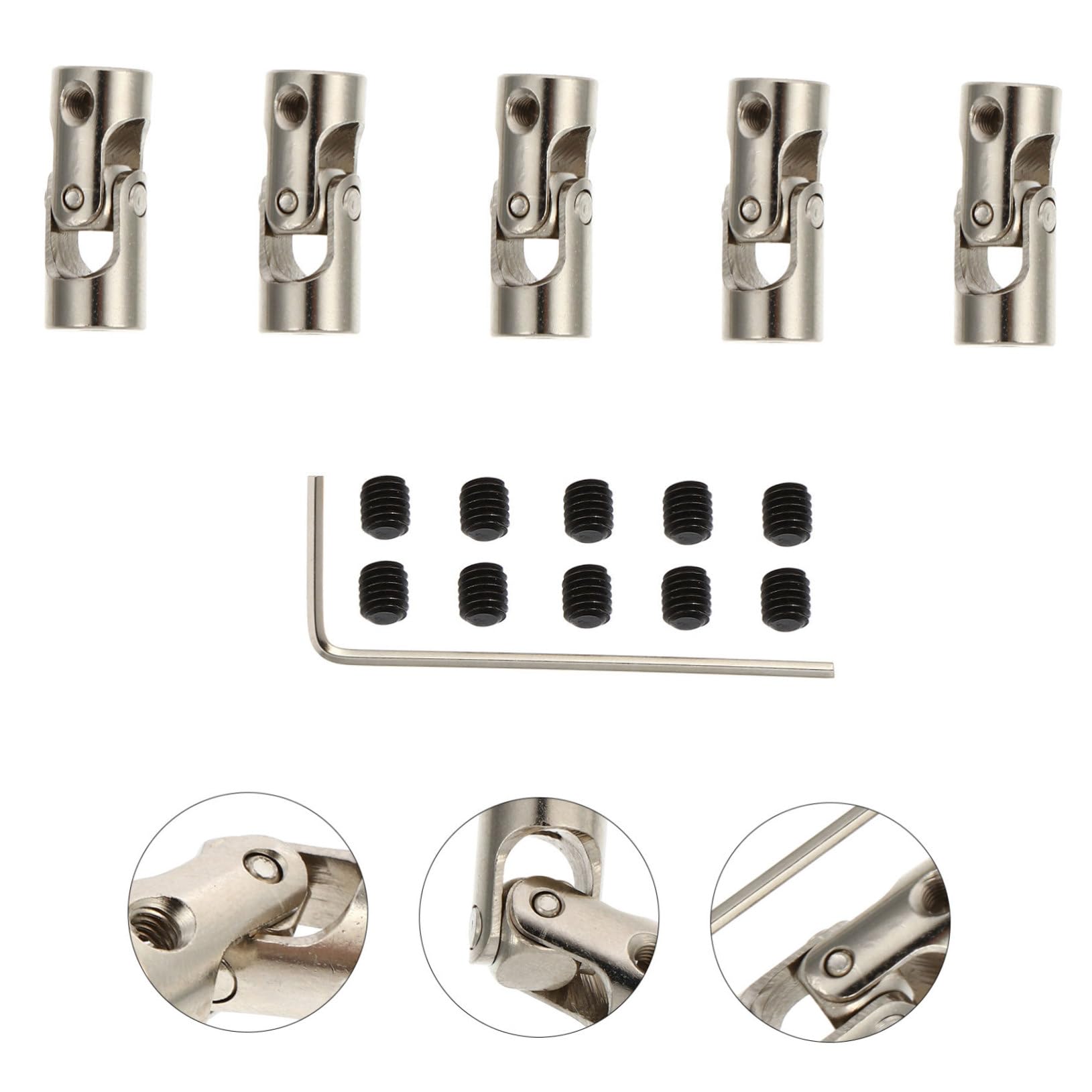 SOLUSTRE 2 Sets Coupling Shaft u Joint Coupler Universal Steering Shaft Joint Connector with Screws Metal Model Rc Accessories DIY Motor Shaft Motor Flexible Shaft Suite Model Car Iron