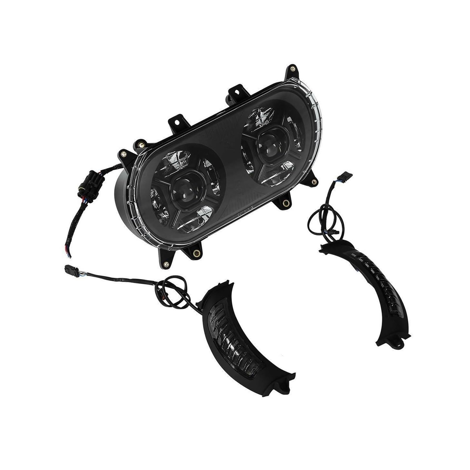 Motorcycle Front LED Dual Double Headlight Lamp Compatible With Harley Touring Road Glide 2015-2023 16 17 18(B2)