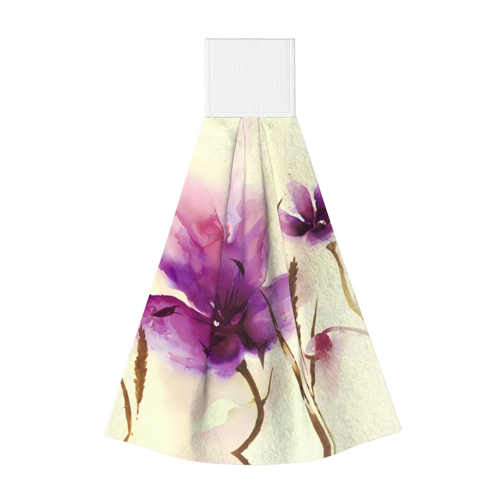 Watercolor Flower Highly Absorbent Dish Towels Soft Coral Fleece Wipe