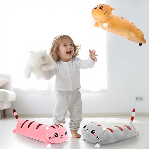 Miniatura 5 de AFAN Bonita almohada larga de peluche Kawaii para el cuerpo, animales de peluche de gato, suave almohada de algodón para dormir, cojín de espalda,