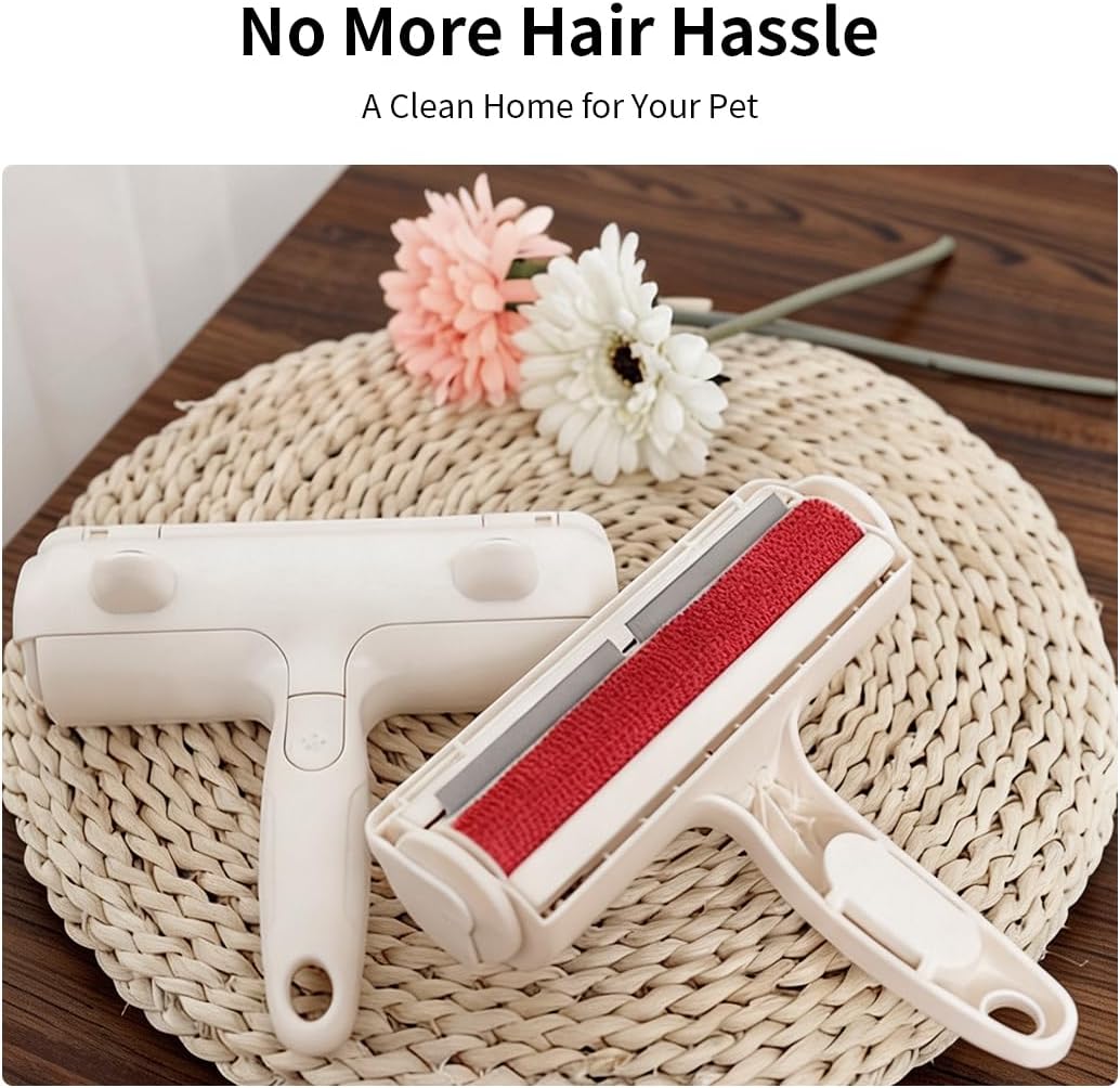 Pet Hair Remover Brush,2-in-1 Deshedding Tool & Lint Roller for Furniture,Carpet,Couch,Car Seats-Effective Dog & Cat Hair Brush for Grooming and Home Cleaning