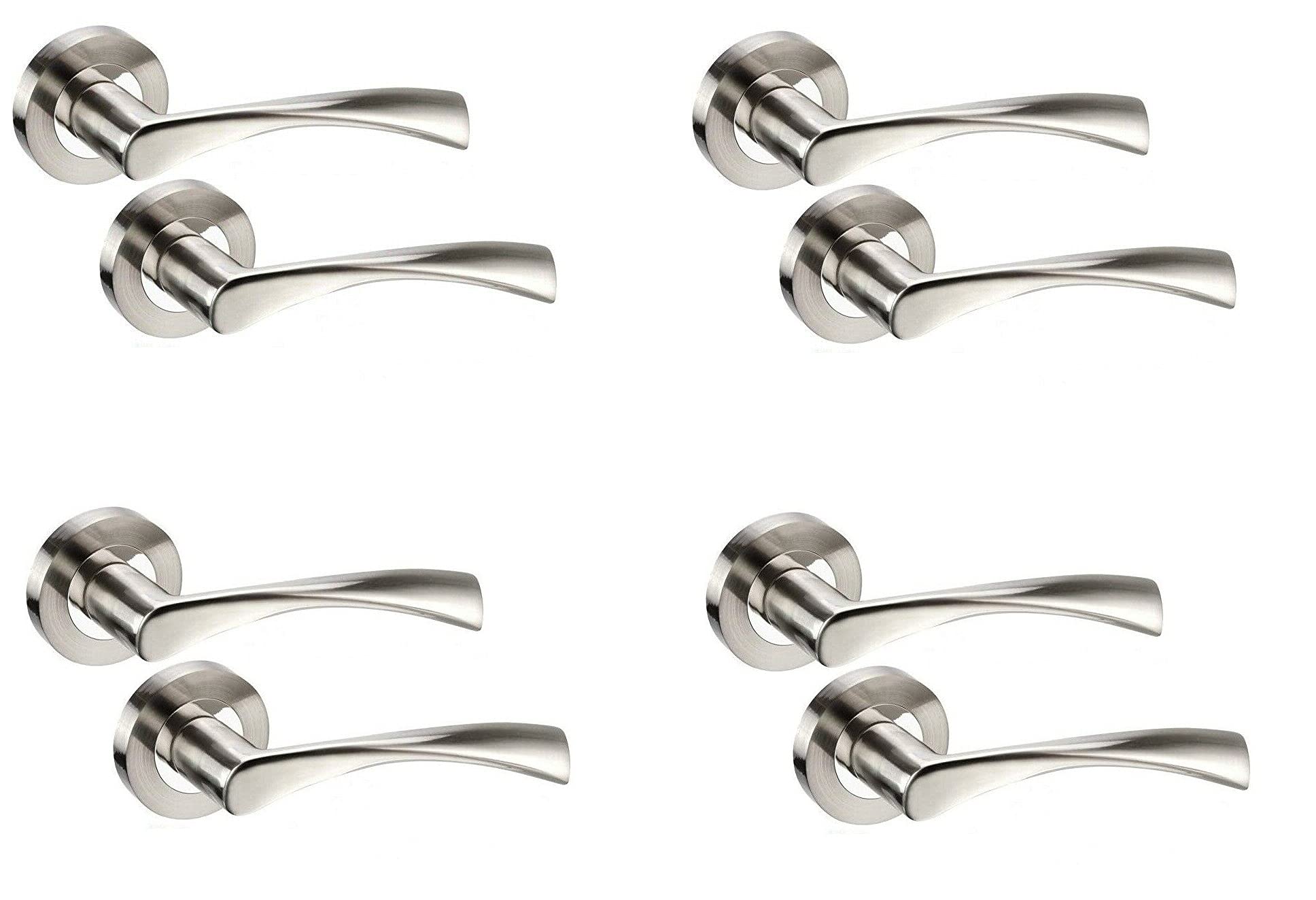 Golden Grace Astrid Round Rose Door Handle Pair - Chrome - Dual Classic Design - 4 Pack