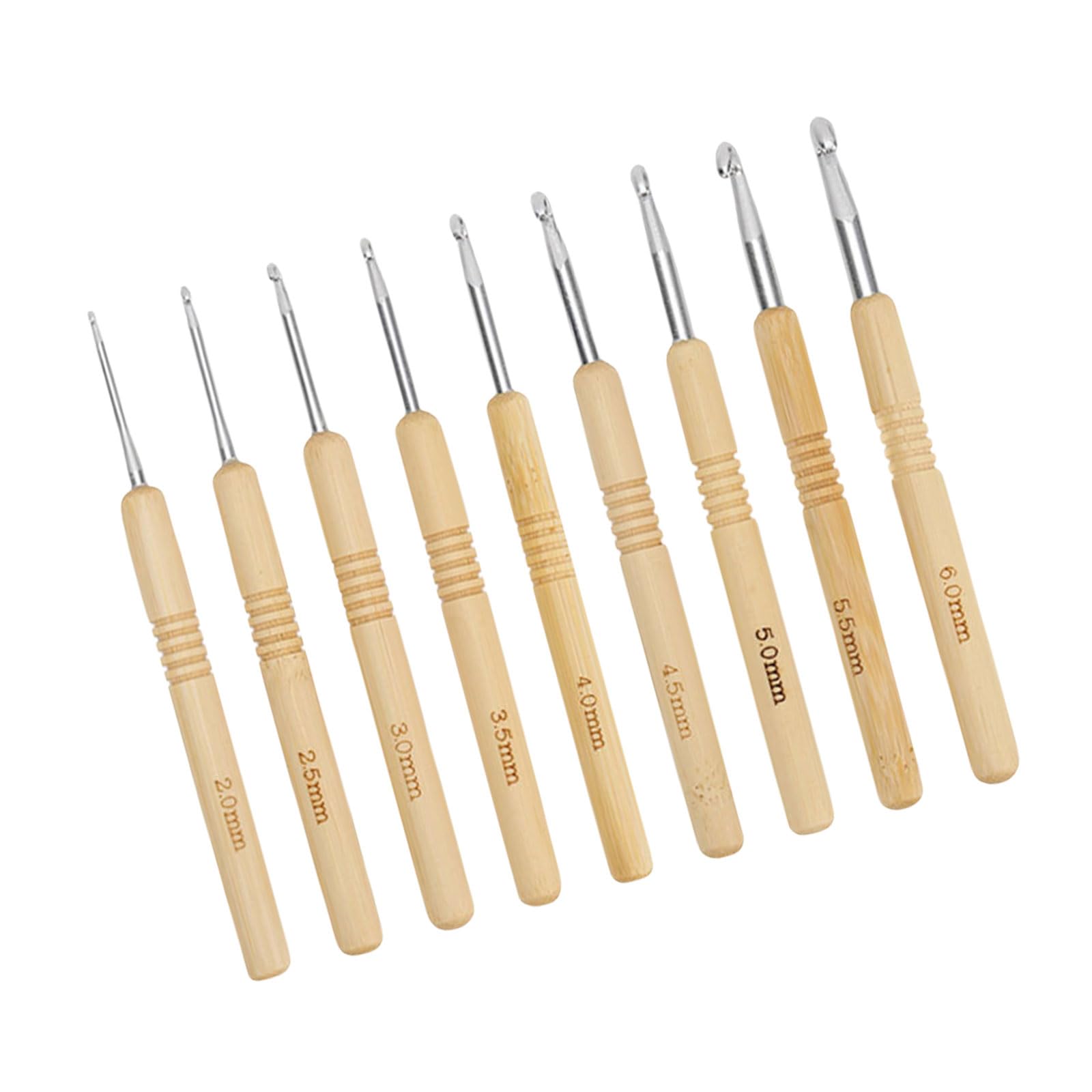 9Pcs Crochet Hook, Metal Crochet Needle for Crocheting Yarns, Ergonomic Handle Hook Set, Needle Set Knitting Yarn