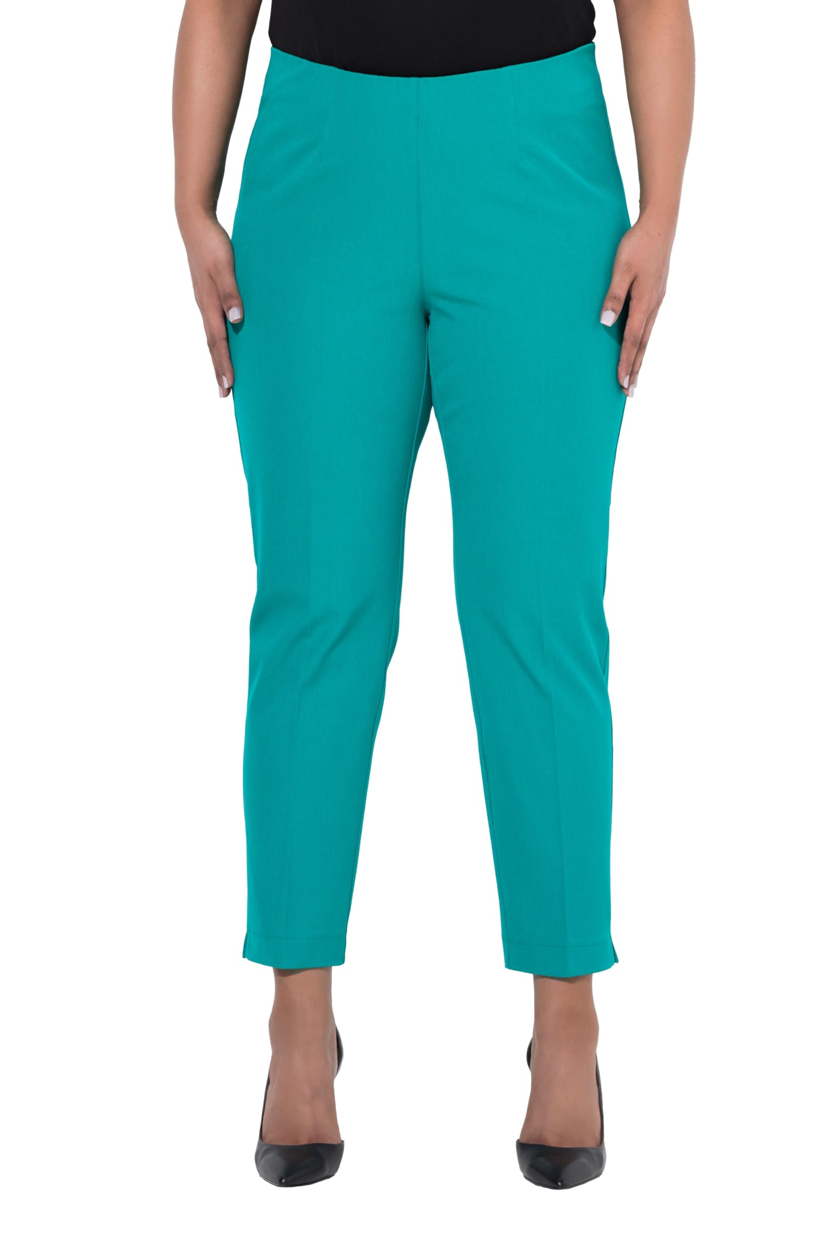 Ulla Popken Damen große Größen Übergrößen Plus Size 7/8-Hose, schmales Bein, Elastikbund 816780