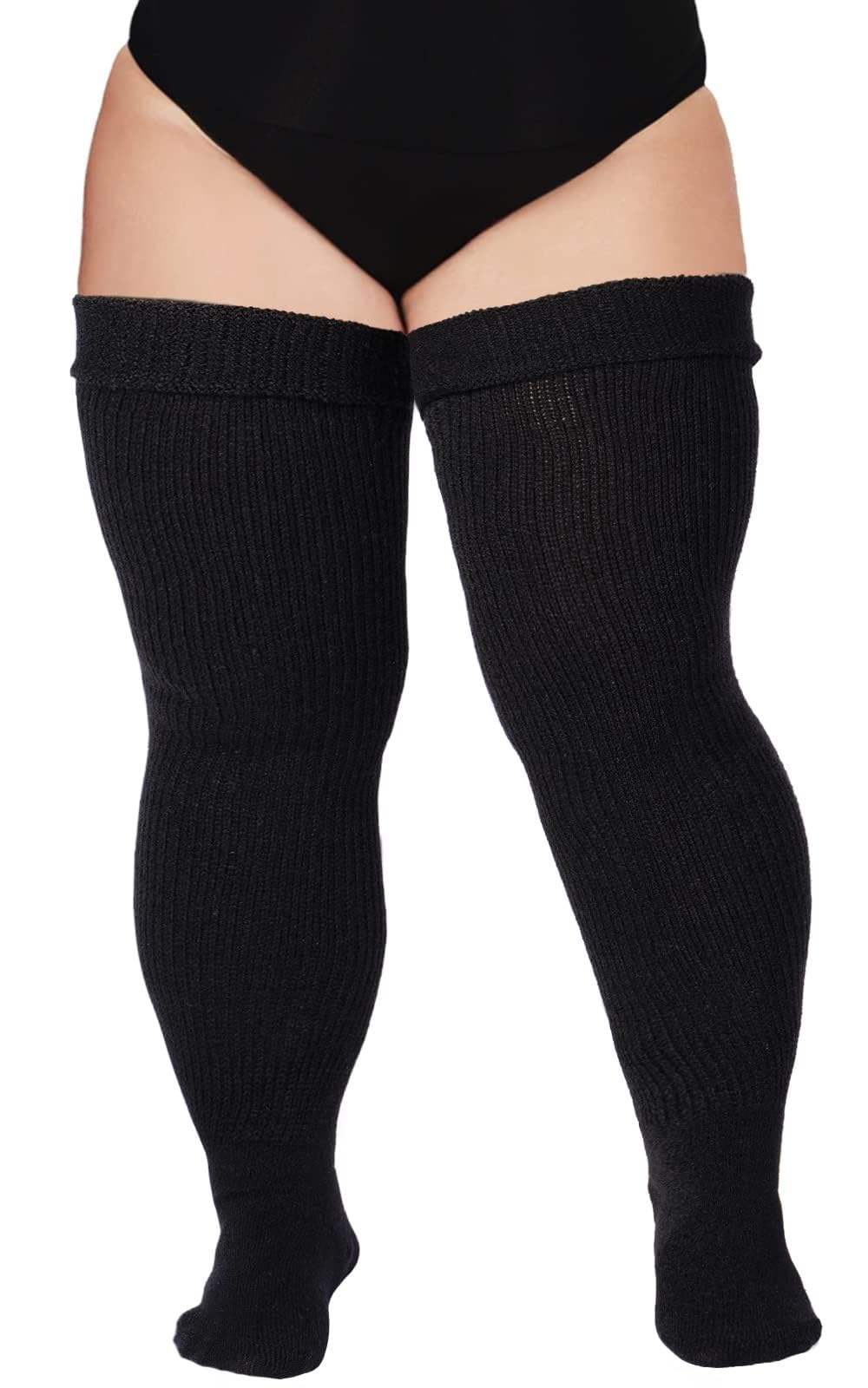 Moon Wood Plus Size Womens Thigh High Socks for Thick Thighs- Extra Long Thick Over the Knee Stockings- Leg Warmers Socks