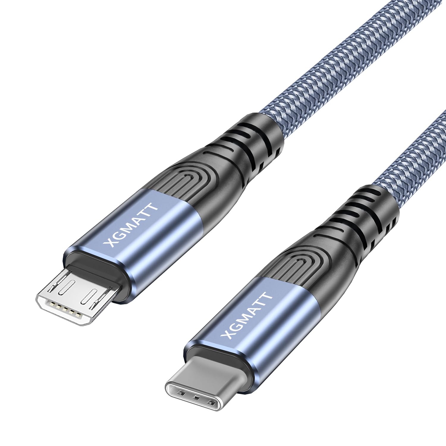 XGMATT USB C auf Micro USB Kabel 0.5M,lädt Micro USB Geräte,Nylon Ladekabel,USB C zu Micro-B Datenkabel für Samsung Galaxy S7/ S6/ S4/ J7/ J5/ Note 5, Huawei P Smart, Redmi, Nokia, Kindle,Blau