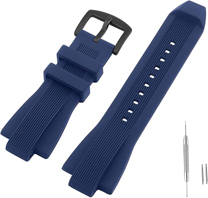 Silicone Rubber Watch Band Strap Replacement for Michael Kors 13x29mm Watch Band Compatible with MK8380 MK8356 MK8295 MK9020 Blue with Black Buckle