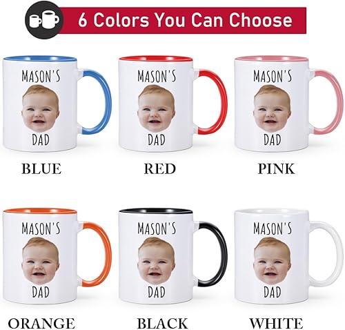 Vista 15 de Taza de café personalizada, tazas personalizadas con la cara de tus hijos, taza de cara de bebé personalizada con nombre, taza con foto