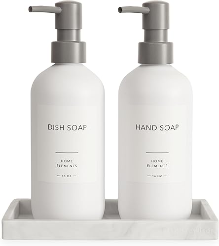 Juego de dispensador de jabón de plástico  Dispensador de jabón para platos de plástico PET para cocina, botellas de loción de jabón de manos con