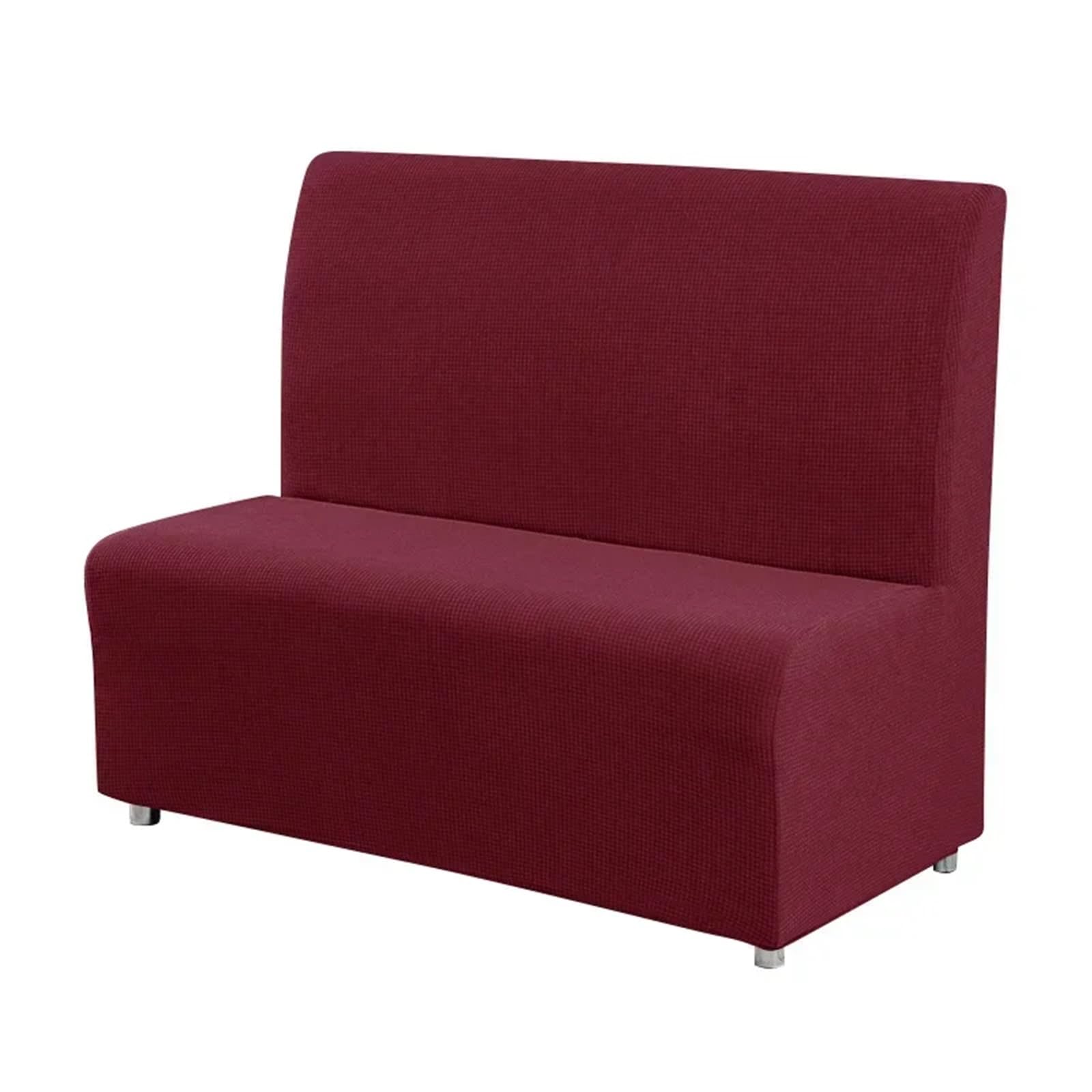 DHYUACN Armless Sofa Slipcover Solid Color Jacquard Sofa Cover Stretch Armless Seat Couch Slipcovers for Bar Cafe Hotel Decor(Wine red)