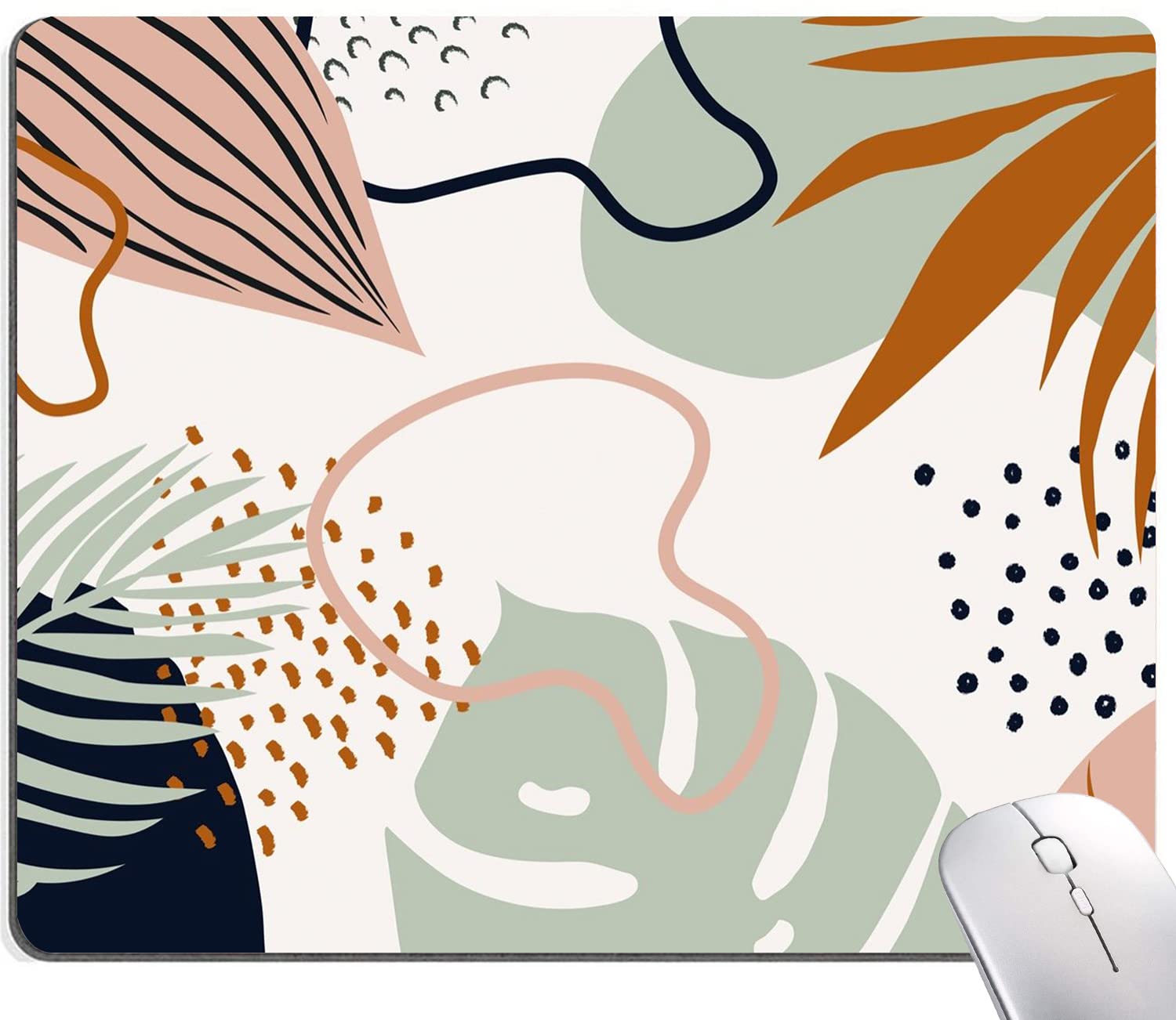 Mouse Pad, Rectangle Abstract Style Anti-Slip Rubber Mousepad for Gaming Office Laptop Computer PC Men Women Kids, Cute Custom Pattern, Tropical Plants