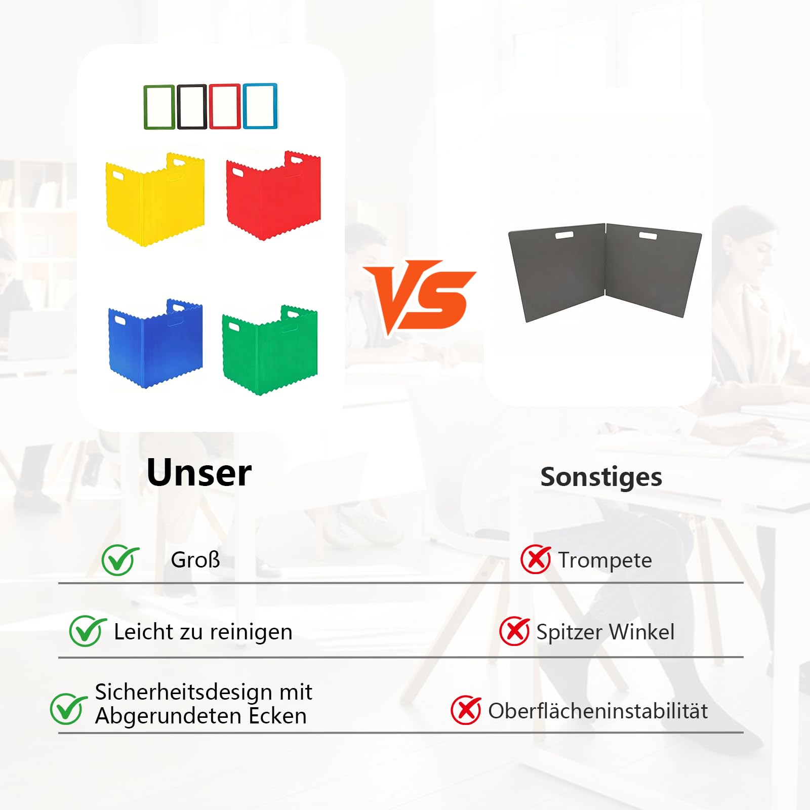 24 Stück Mehrfarbig Trennwand für Schreibtisch,Trennwände für Schüler zur Konzentration bei Tests, Sichtschutz aus Kunststoff mit 72 selbstklebenden für Schüler Schule Schreibtisch Bibliothek Schule