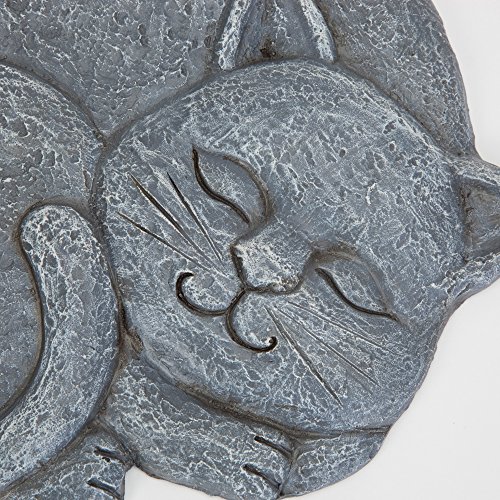 Bits and Pieces - Set of 2 Sleeping Cat Garden Stones, 2 pc - Garden Décor for Lawn, Patio or Yard - Durable Polyresin Garden Stones