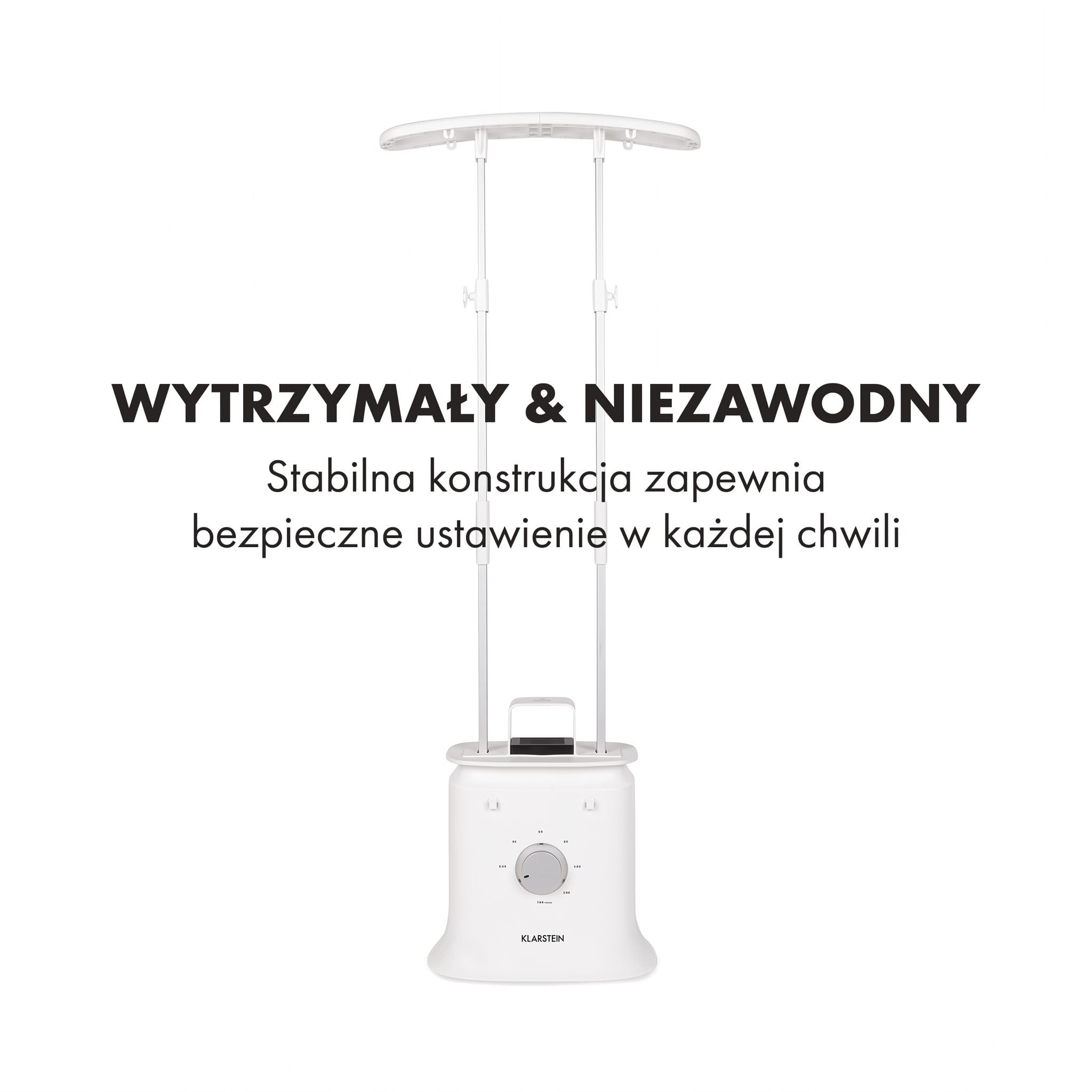 Klarstein ShirtButler Deluxe automatyczne urządzenie do suszenia i prasowania, 2w1, Grzałka bezpieczeństwa 1250 W, Technologia HotAir Tension, Timer: 0-180 min. Materiał: nylon Oxford, biały