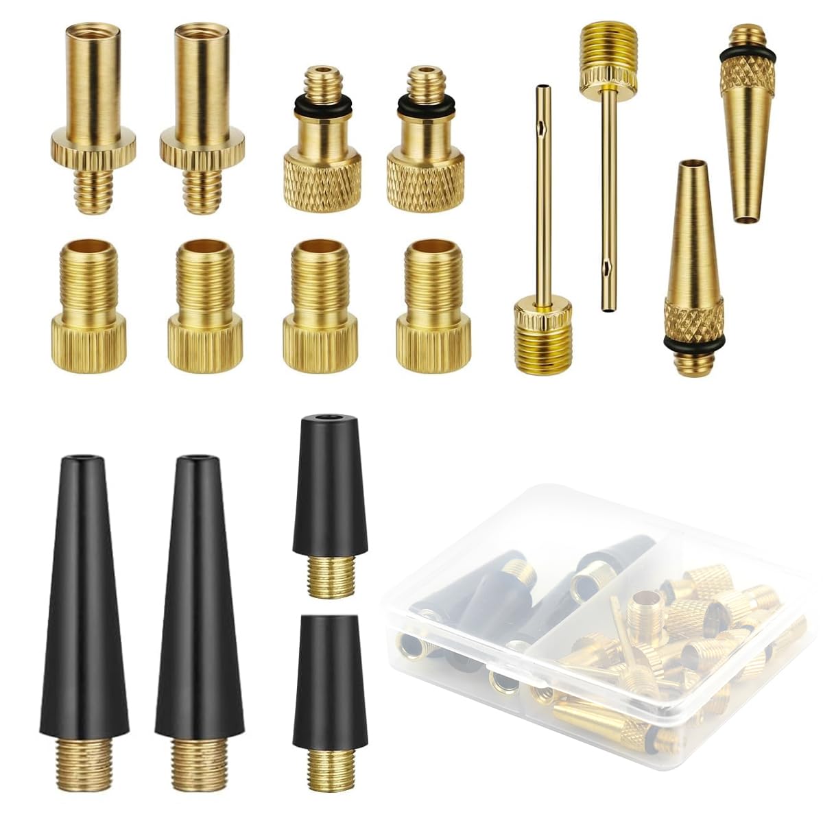 Bicycle Presta Schrader Valve Adaptor, 16PCS Brass Bike Pump Adapters, Ball Pump Needle, Balloon Inflatable Nozzle Inflator Adapter, Air Pump Accessories for Standard Pump-image-23