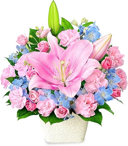Amazon 6月の誕生花 ユリ ピンクユリのパステルアレンジメント Ya06 5126 花キューピット 花 誕生日 お祝い 記念日 プレゼント 彼氏彼女 夫婦 祖父母 友達 友人 フラワーアレンジメント オンライン通販