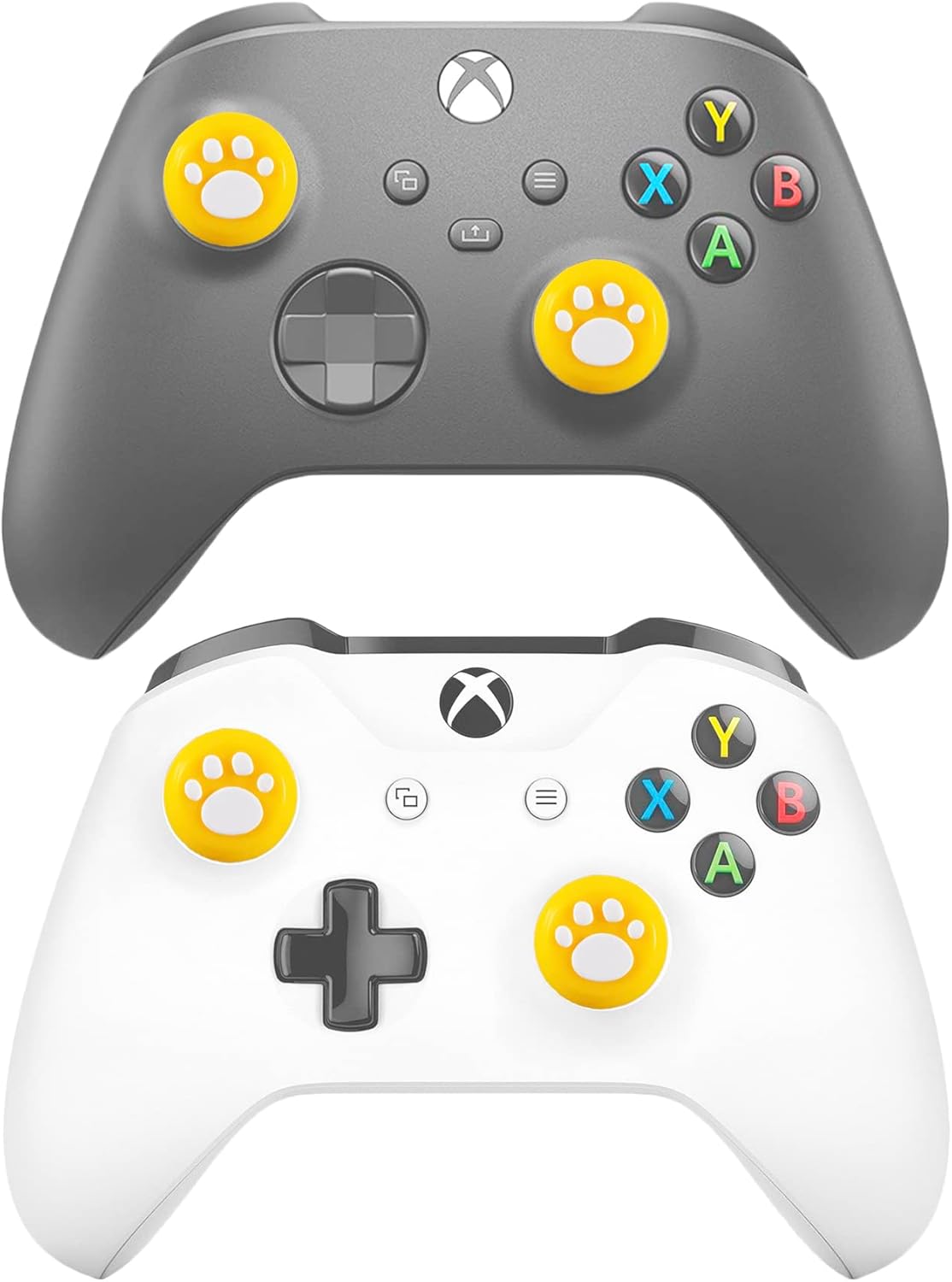 Performance Joystick Analog Stick Thumb Grips Set of 6 Compatible with PS5, PS4, Xbox Series X/S Xbox One, Switch Pro Controller Cat's Paw Yellow & White