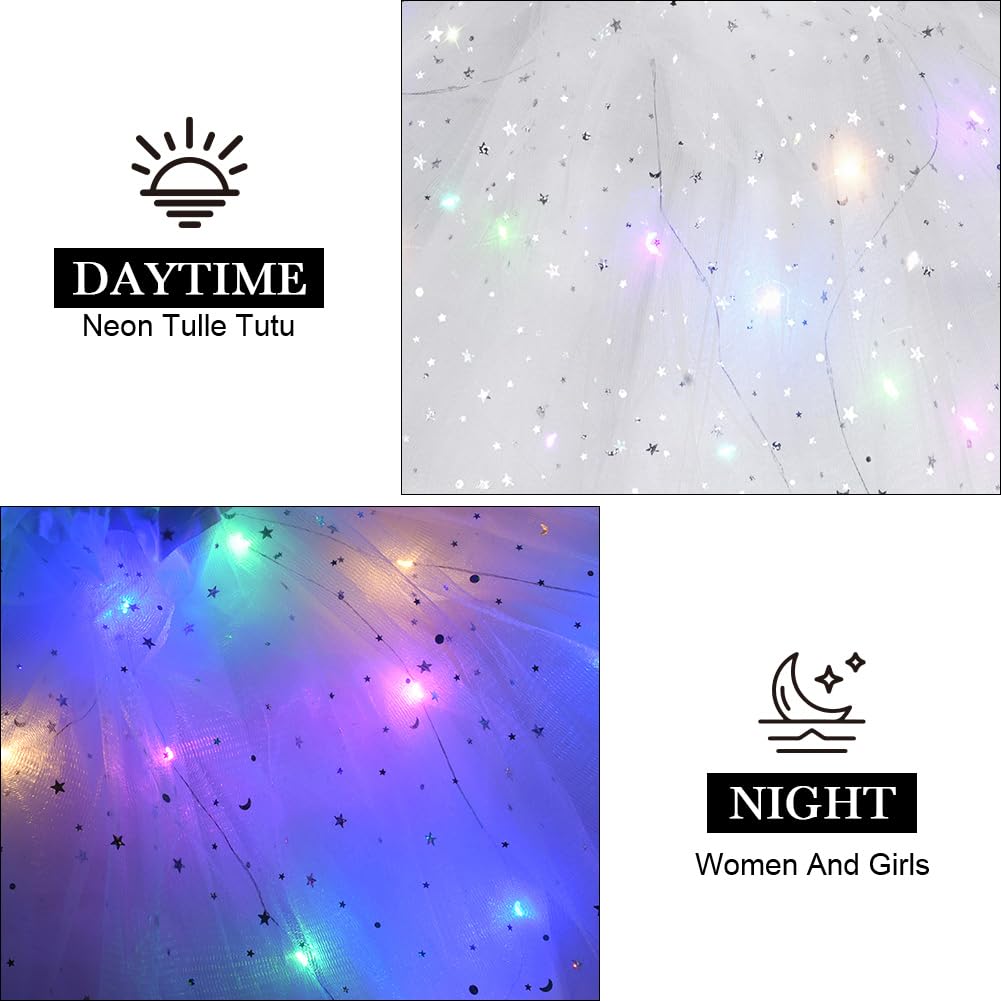 URAQT Gonna Tulle LED per Bambina, Gonna a tutù in Tulle Luminoso, Gonna tutù Ragazze in Tulle con 3 modalità di Illuminazione, per Feste Carnevale Halloween Spettacolo Danza Fotografia