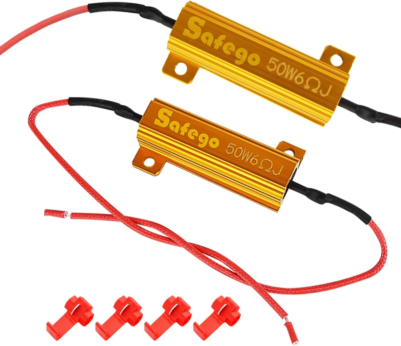 Safego 50W 6ohm LED Load Resistor - Fix Hyper Flash Turn Signal Blink Error Code for Turn Signal Light, License Plate Lights, DRL