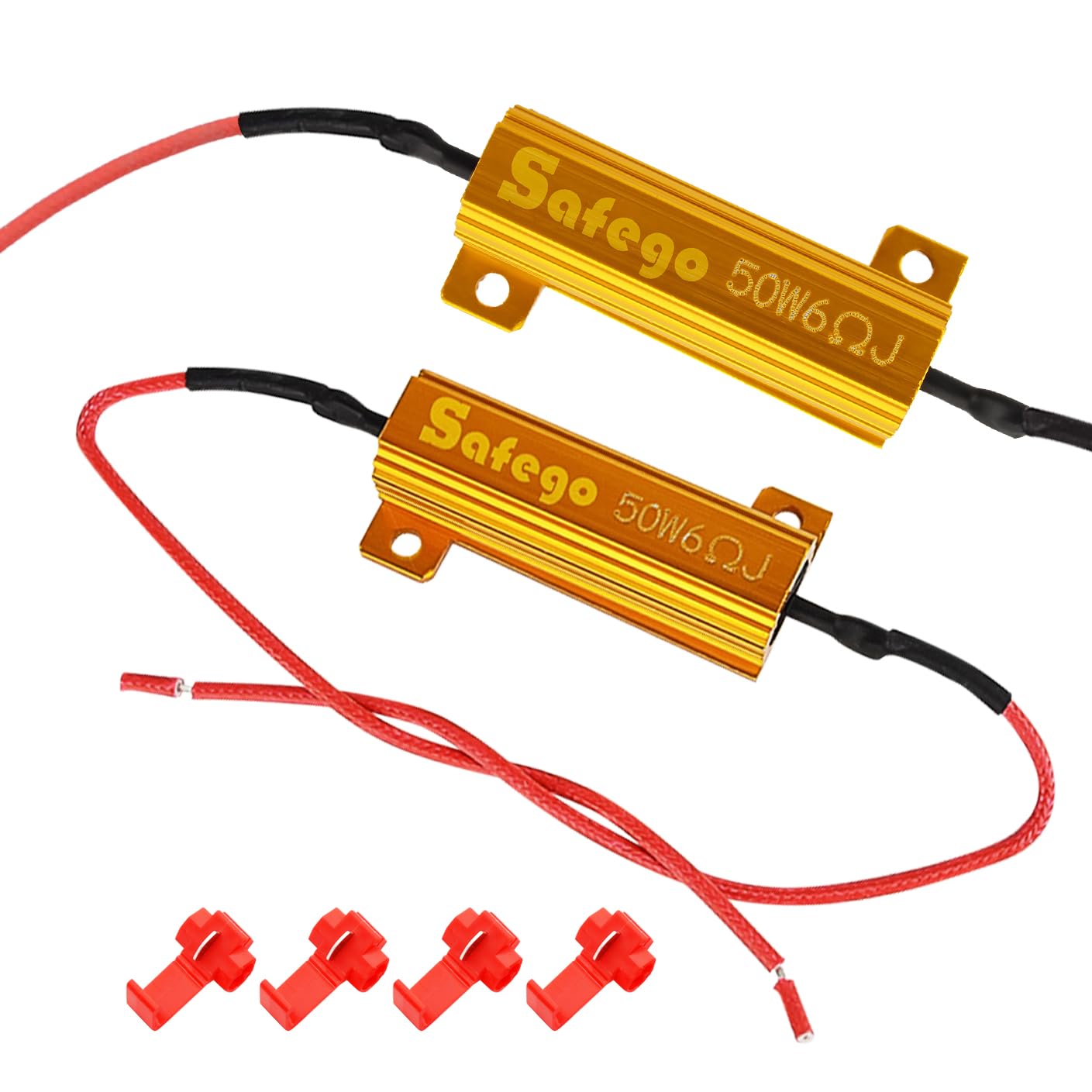 Safego 50W 6ohm LED Load Resistor - Fix Hyper Flash Turn Signal Blink Error Code for Turn Signal Light, License Plate Lights, DRL
