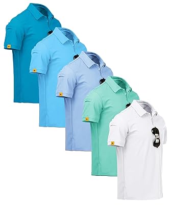 ZITY 5 Pack Mens Polo Shirt Short Sleeve Sports Golf Tennis T-Shirt Moisture-Wicking Summer Shirts