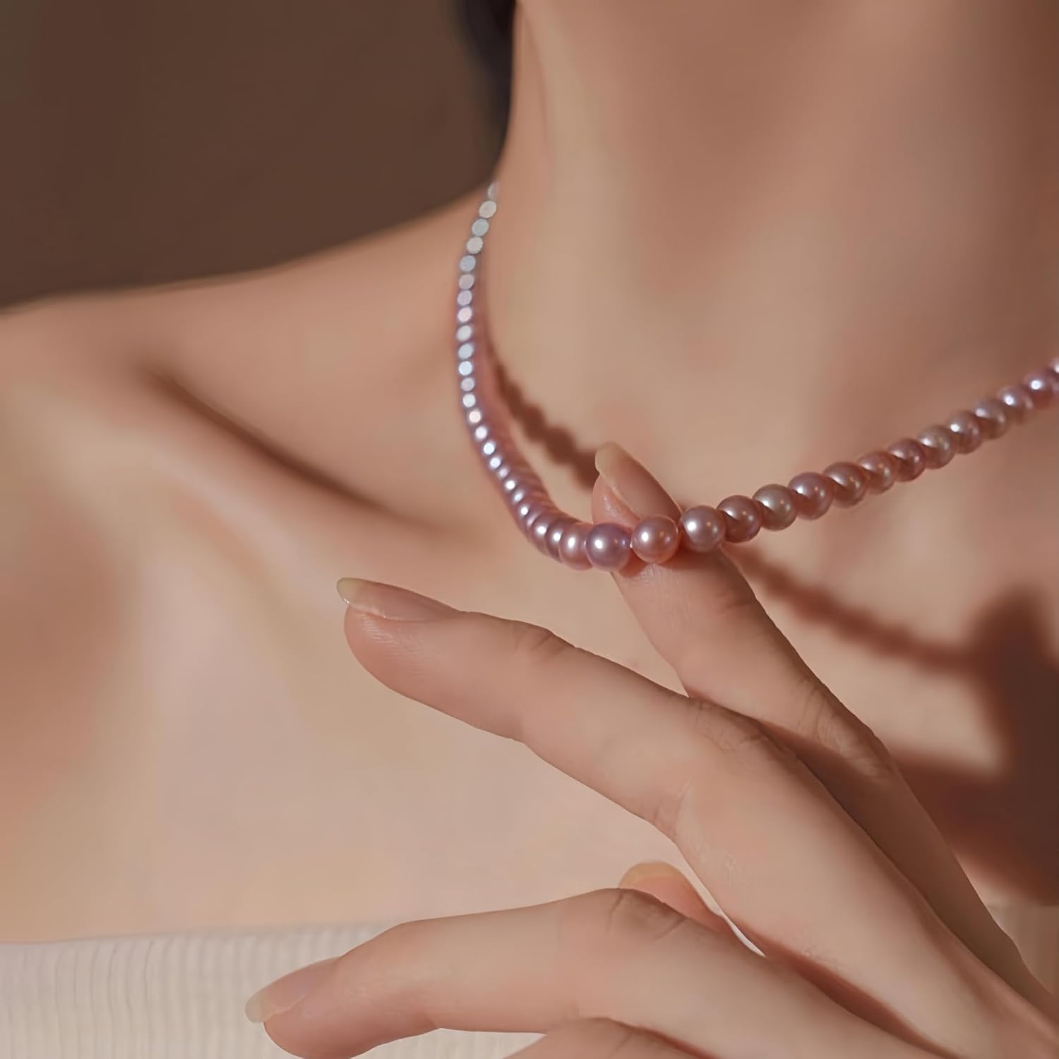 AAA+ Grade Pink Purple Freshwater Cultured Pearl Necklaces For Women, Natural Lavender/Violet/Lilac/Pink Purple With High Metallic Luster, 5MM 6MM 7MM 8MM 9MM 10MM, The Pearls Newly Harvested 2026, Good Gift For Women