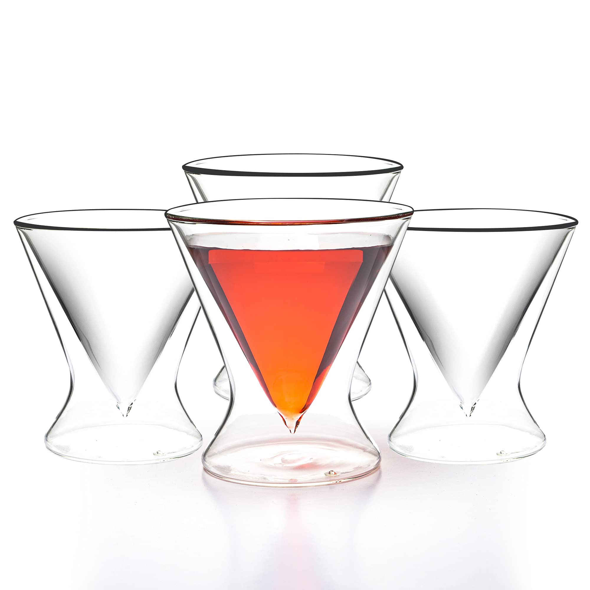 LUNA & MANTHA Martini Glasses Set Of 4, Stemless Martini Cocktail