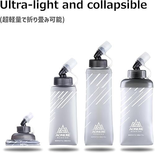 Vista 51 de Azarxis Botellas de agua plegables de TPU Soft Flask sin BPA de 8.5 fl oz 11.8 fl oz 16.9 fl oz 20.3 fl oz para hidratación chaleco paquete correr