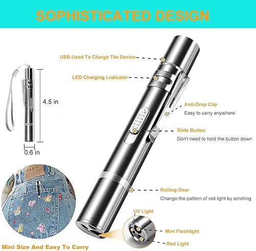 Miniatura 4 de IVVTRYI Juguete de puntero láser para interiores, recargable, 7 varitas ajustables con luz roja para mascotas, juguetes interactivos para mantener