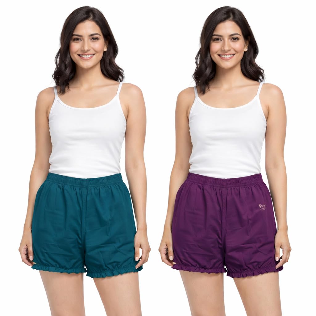 Women Plain Cotton Bloomer Drawer | Comfortable Boyshorts Panties | Soft Innerwear Brief Trunk Pack of 2-image-10