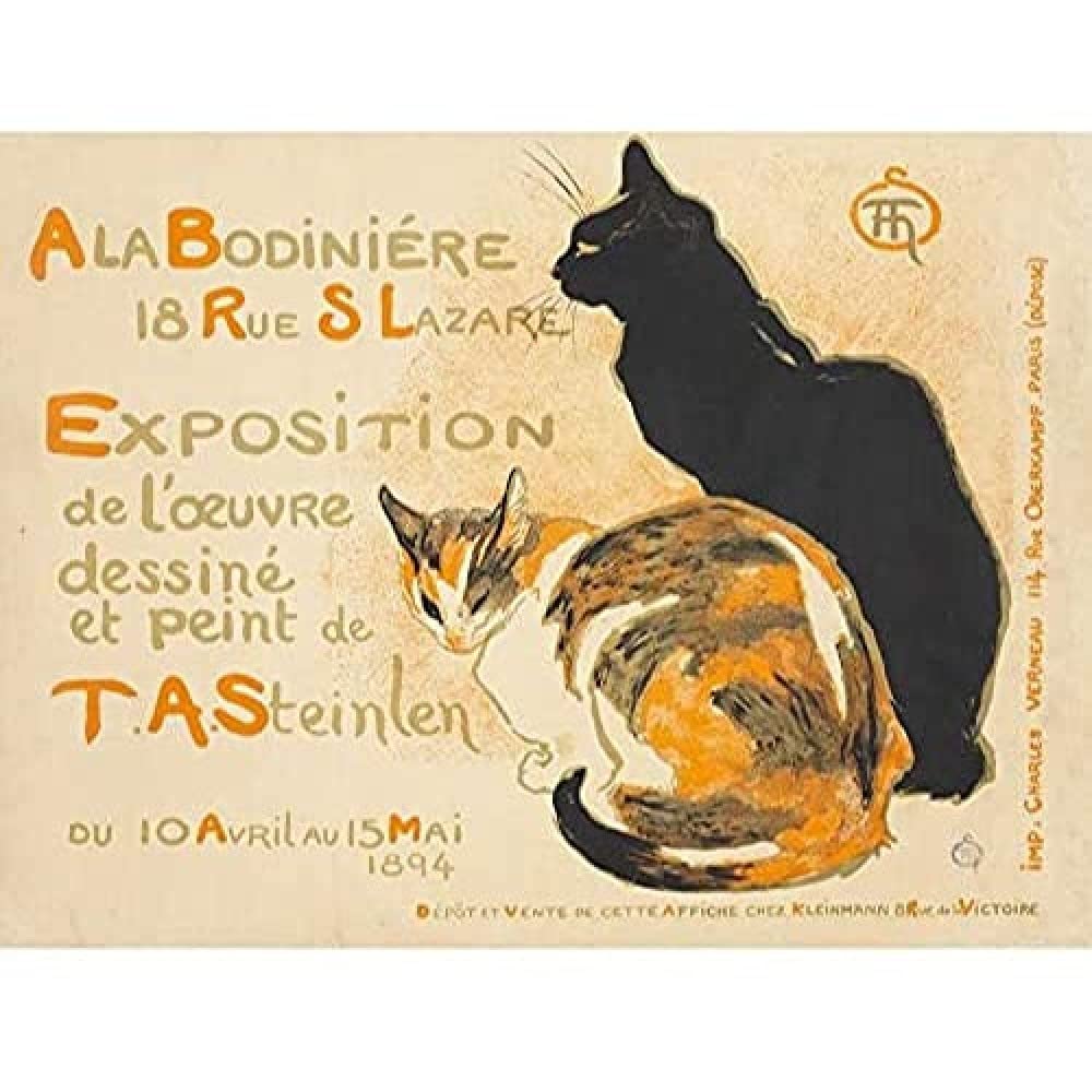 Steinlen Bodiniere Artist's Own Exhibition Cats Advert Unframed Wall Art Print Poster Home Decor Premium