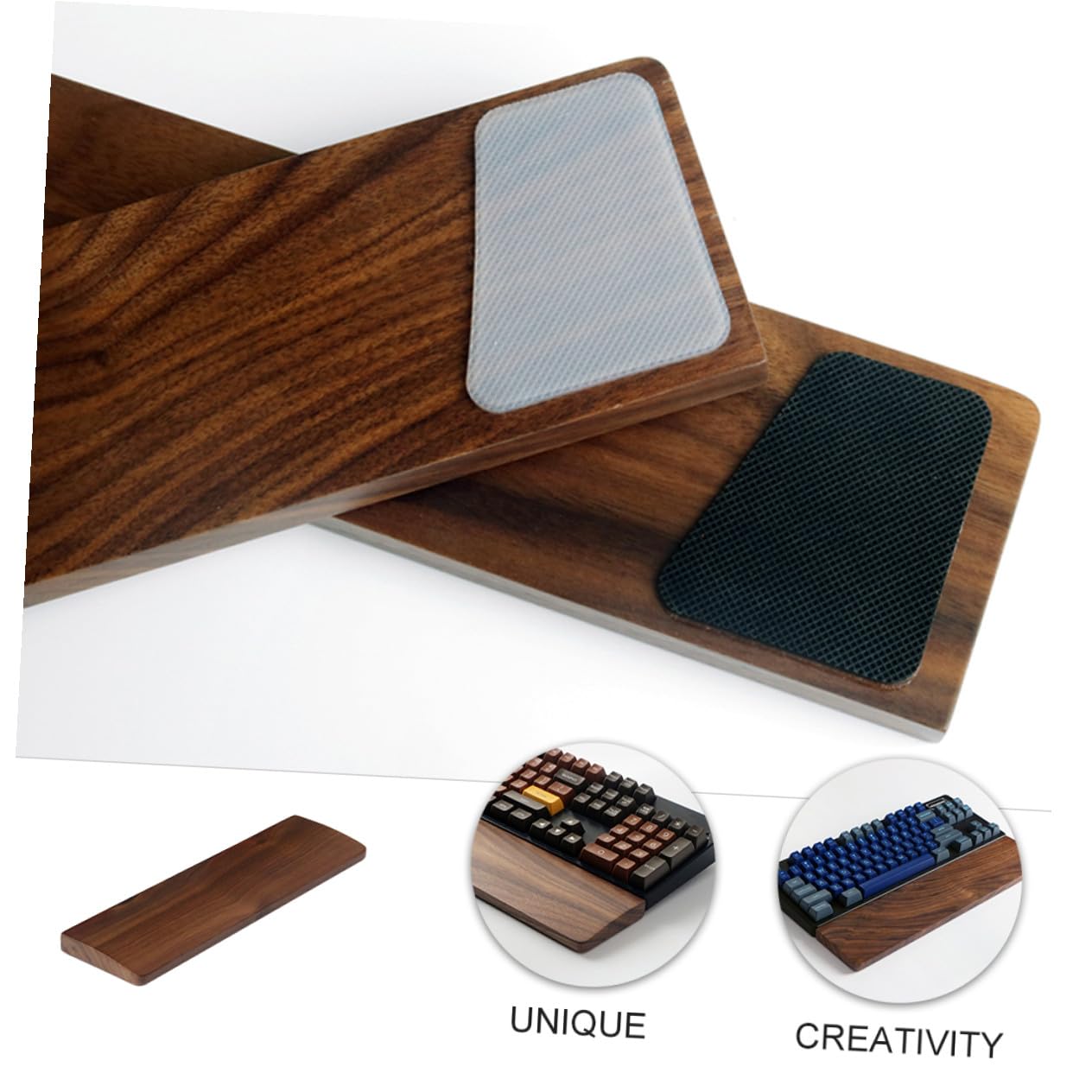 Handgelenkauflage 440mm aus Walnussholz für Tastatur