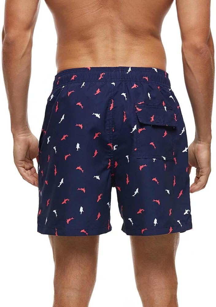 Men's Swim Trunks Quick Dry Athletic Swimwear Shorts with Mesh Lining and Pockets Bathing Suit