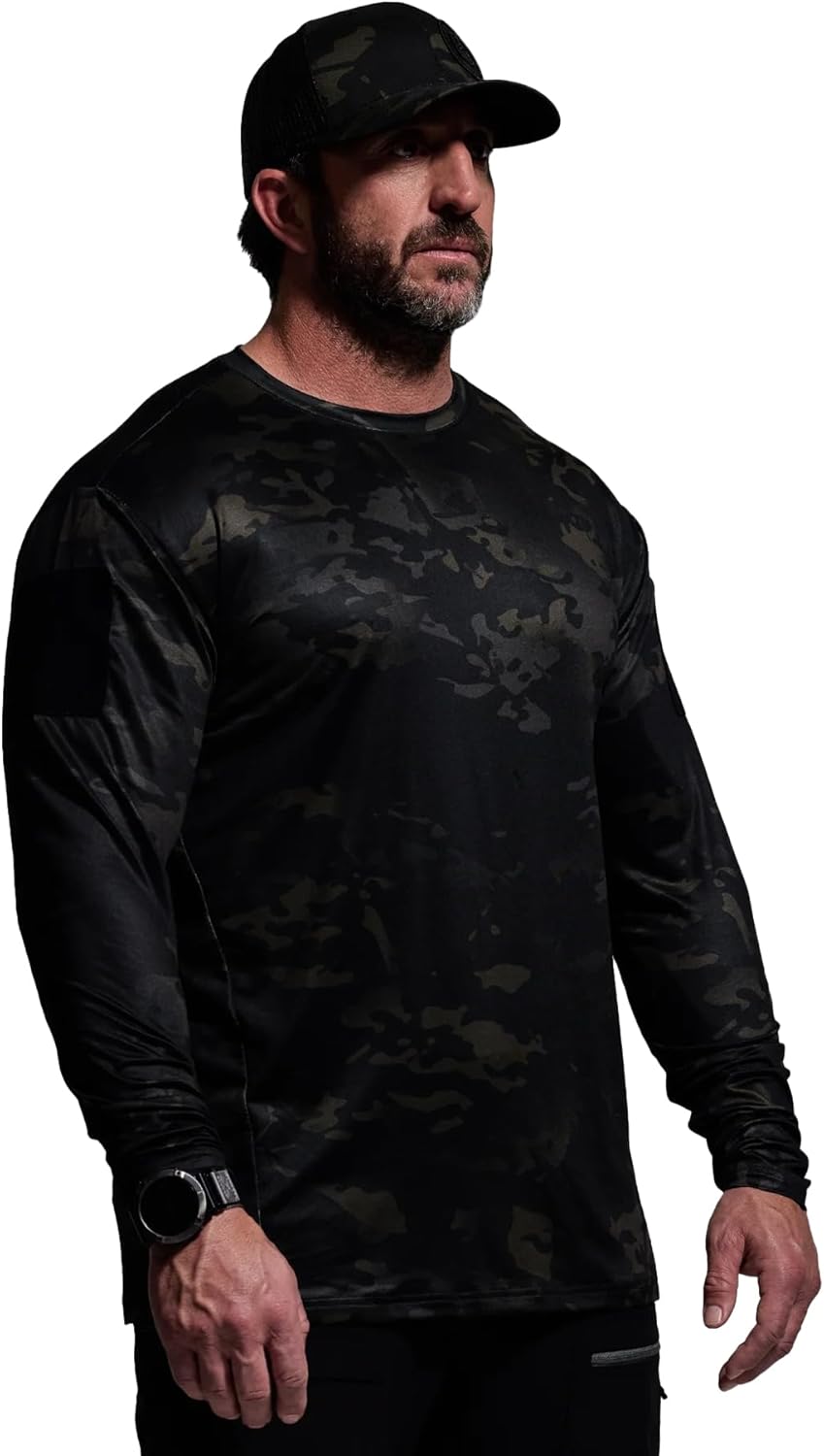 Born Primitive Men's Long Sleeve Range Shirt - Durable Breathable Soft Stretch Lightweight Quick-Drying w/Shoulder Patches