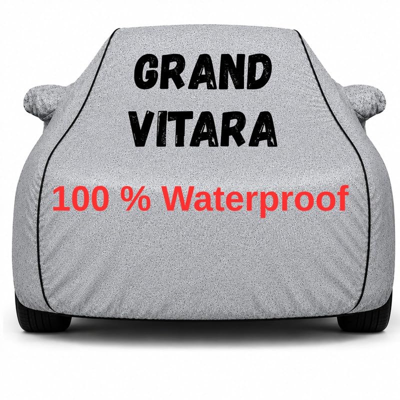 Image of Durable Full Body Waterproof Grand Vitara Car Cover | Premium Polyester Silver Cover | Custom Fit Vehicle Protection | UV Resistant, Dustproof, Scratch Resistant, Heat & Wind Protection