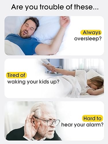 Miniatura 7 de Reloj despertador vibratorio para durmientes pesados, reloj despertador inalámbrico para viajes, funciona con pilas USB-C recargable, intensidad de