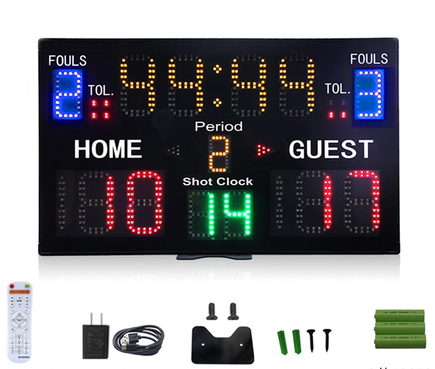 Marcador Electrónico, Marcador Digital Portátil De Mesa LED con Mando A Distancia Y 15 Dígitos, Marcador Electrónico Grande De Baloncesto para Baloncesto, Voleibol, Lucha Libre