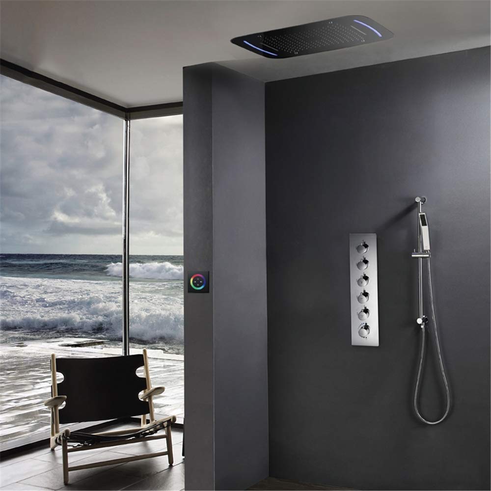 OZBMA Water Tap Bath Shower Systems Led Set, Lift Bar Hand Shower, Five Function Tatic System