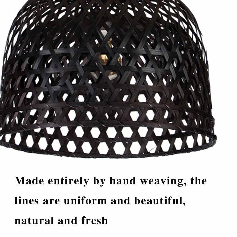 Lámpara Colgante Tejida De Bambú Lámpara Artesanal Decorativa De Arte De Ratán Iluminación del Hogar Retro Negro Iluminación Lámpara Colgante De Bambú Tejida A Mano Hueca E27 para Dormitorio