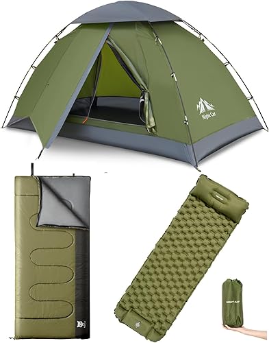 Night Cat Tiendas de campaña mejoradas para mochileros con almohadilla inflable para dormir para 1 persona al aire libre fácil de instalar tienda de