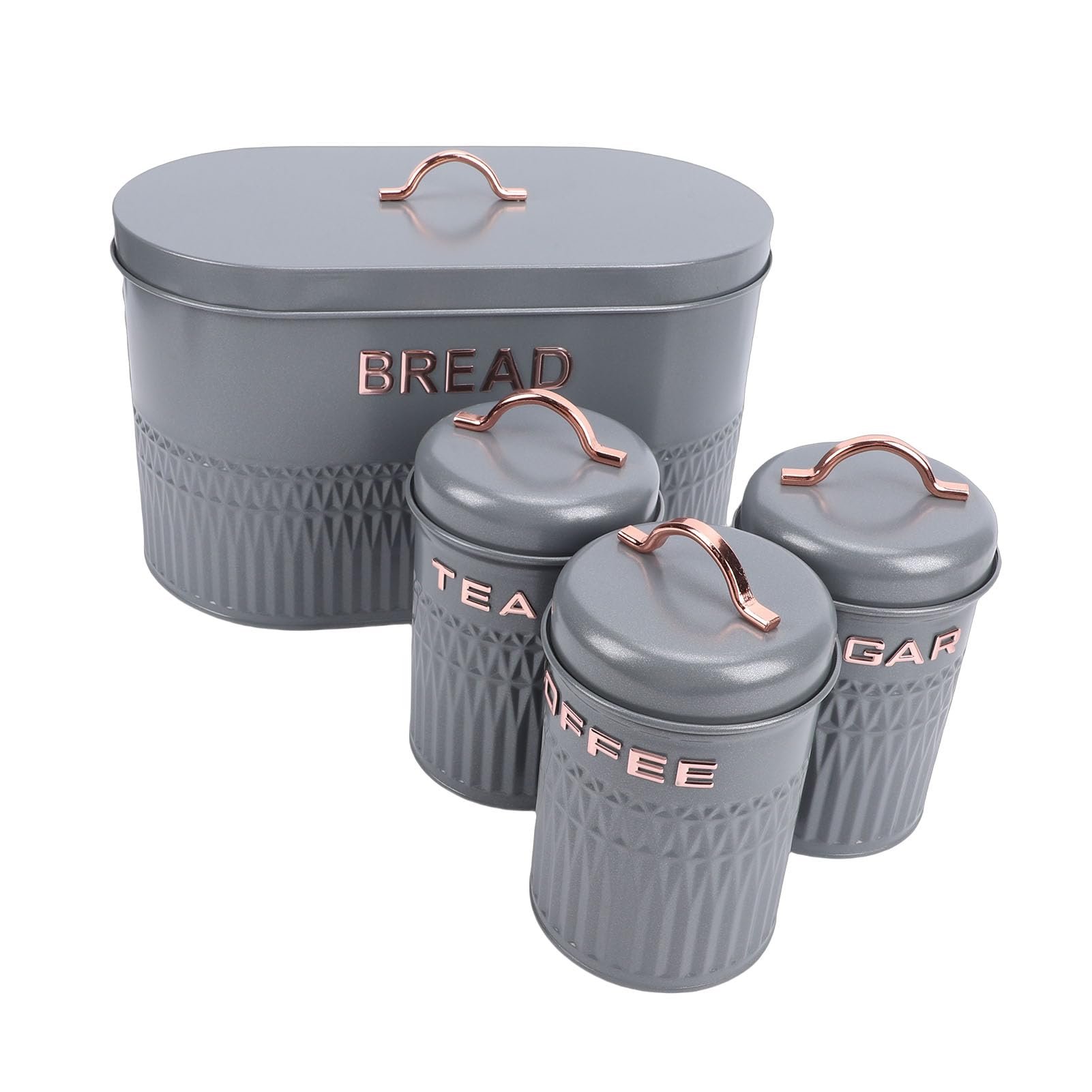 Haofy Juego de Caja y Recipiente para Pan, 3 Recipientes Etiquetados, Caja de Pan Grande, Almacenamiento Sellado Hermético para café, té, Galletas de Azúcar, Hierro, Almacenamiento de Cocina para