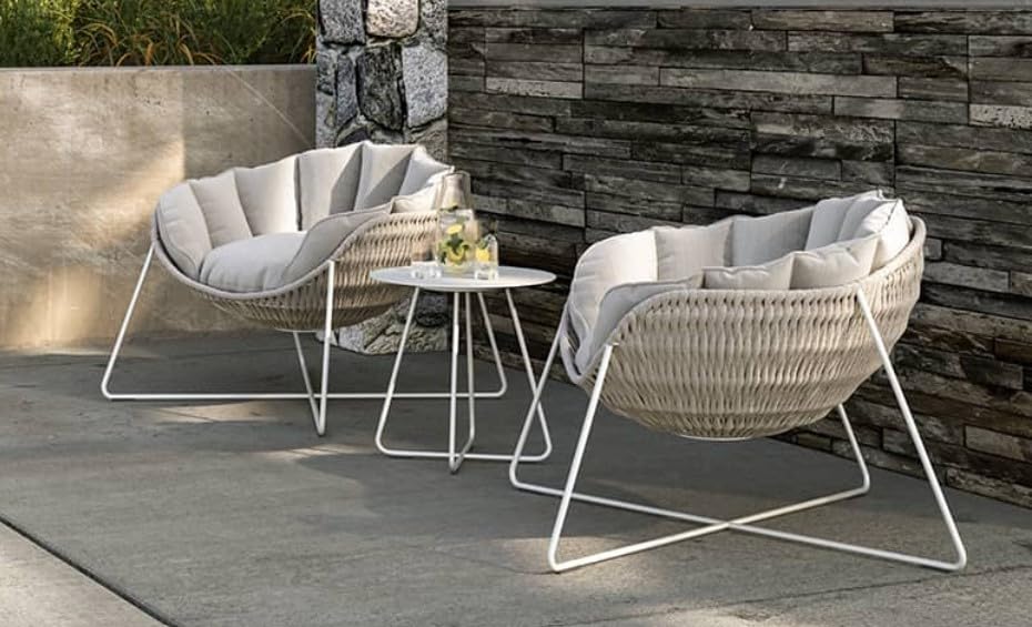 Salon de jardin cocon inox blanc pour petits espaces sans rouille