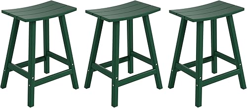 Miniatura 18 de Costaelm Juego de 2 taburetes de bar para todo tipo de clima, 29 pulgadas de altura, taburetes de bar Adirondack de polietileno para patio, terraza,