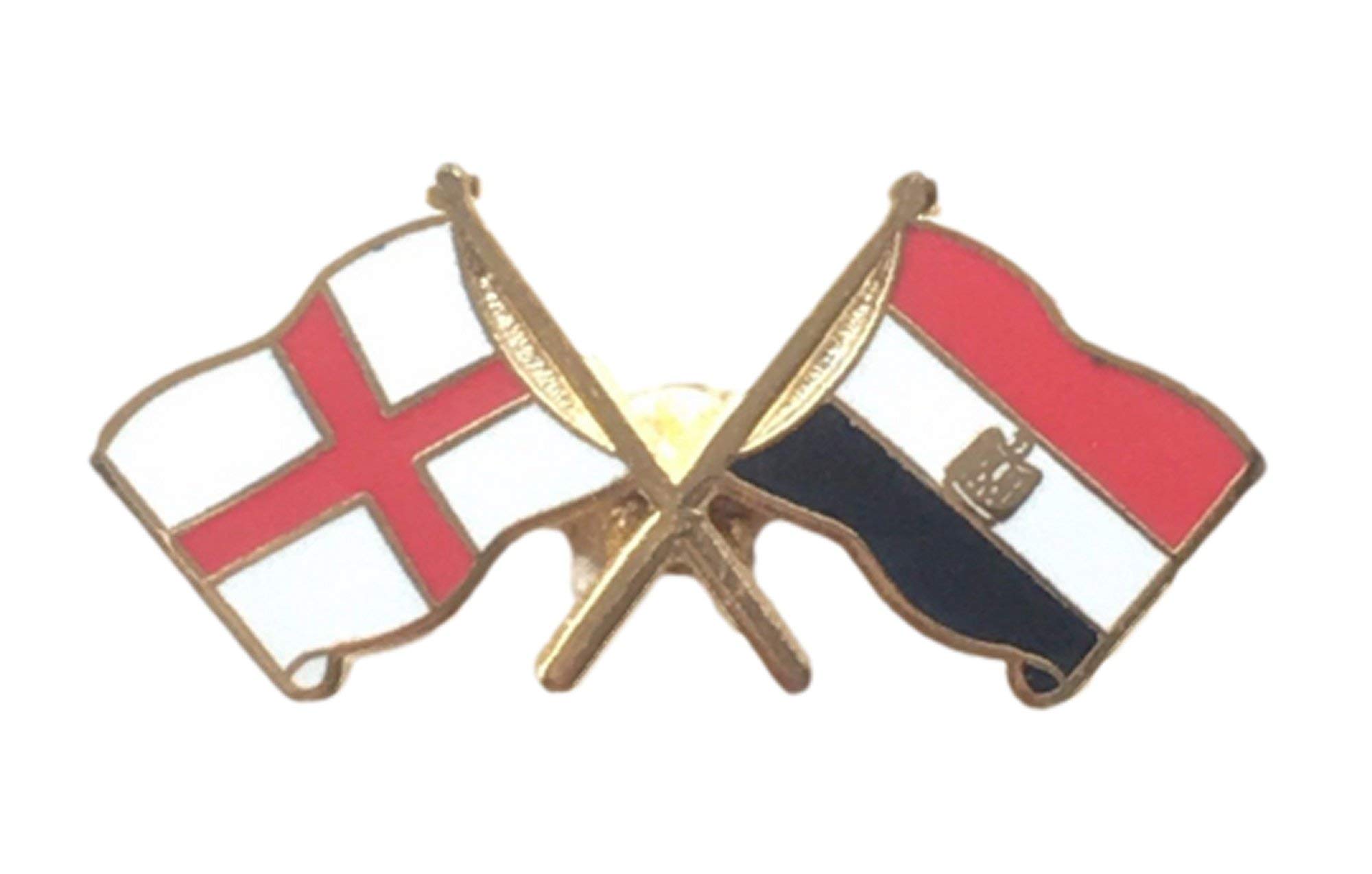 Emblems-Gifts Blue England & Egypt Flags Friendship Courtesy Enamel Lapel Pin Badge