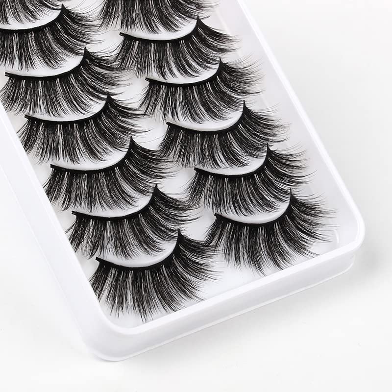 False Eyelashes Cat Eye Look Fluffy Wispy Faux Mink Lashes 10 Pairs Natural False Eyelashes
