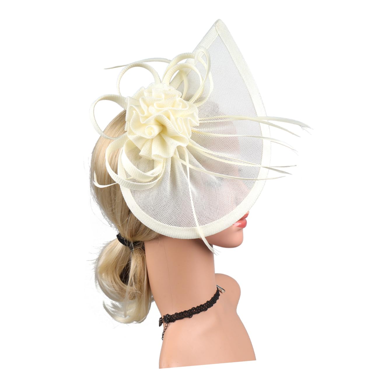 2pezzi Fascinator Elegante con Clip e Fascia per Accessori Vintage per Cerimonie Tea Party e Matrimoni Cappello Rete con Dettagli Plume