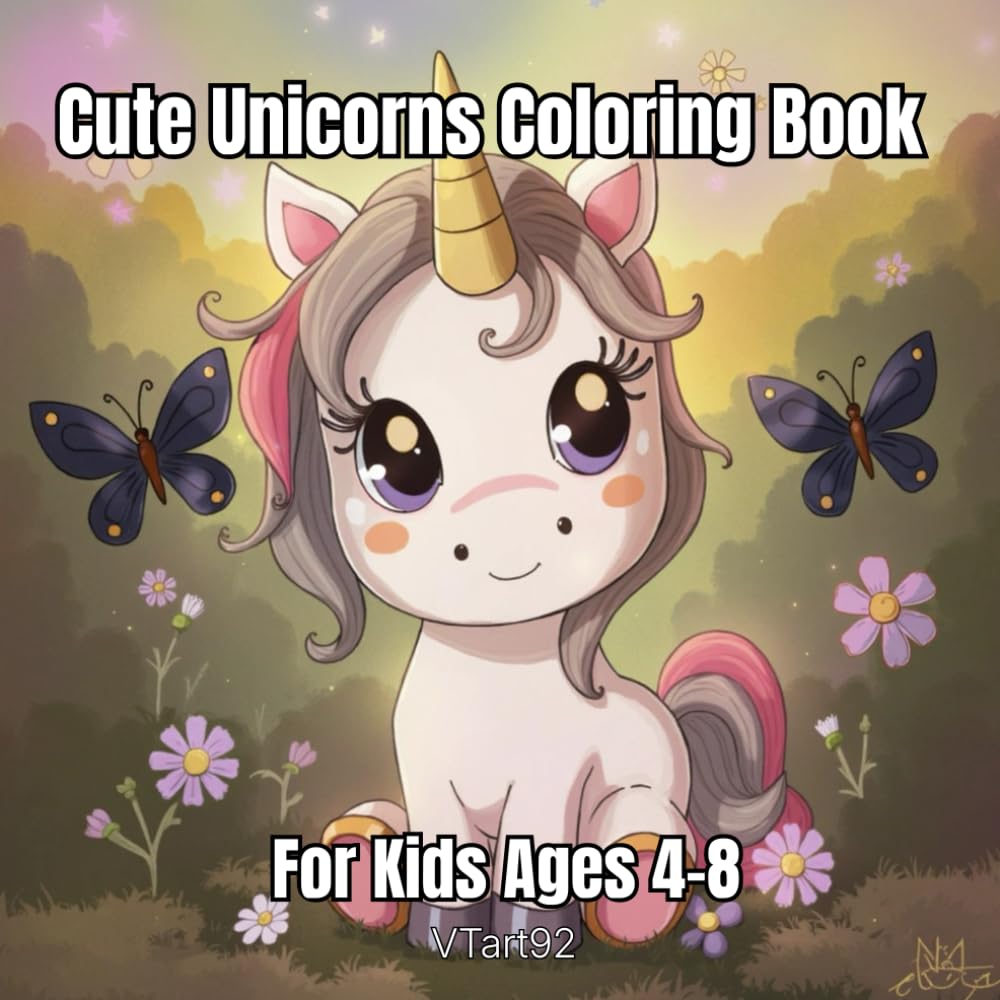 Cute Unicorns Coloring Book for Kids Ages 4–8